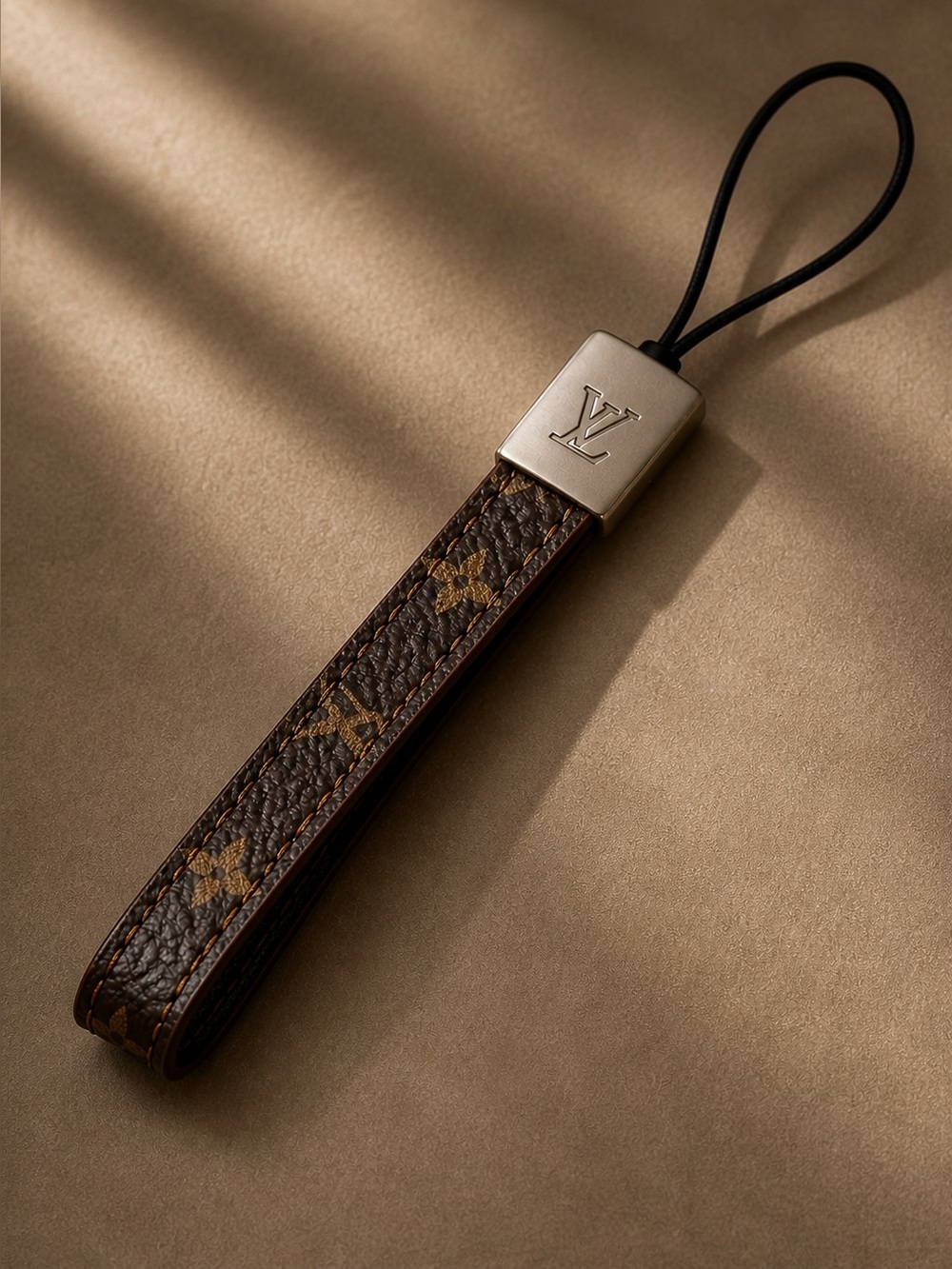 Louis Vuitton LV Logo Zipper Pull Tab Charm Brown Leather Authentic Replacement